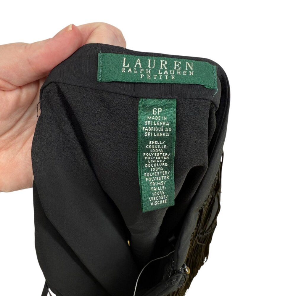 Lauren Ralph Lauren Addie Skirt 6P Petite Black Fringe Tiered Gatsby Flapper NWT - Picture 11 of 13